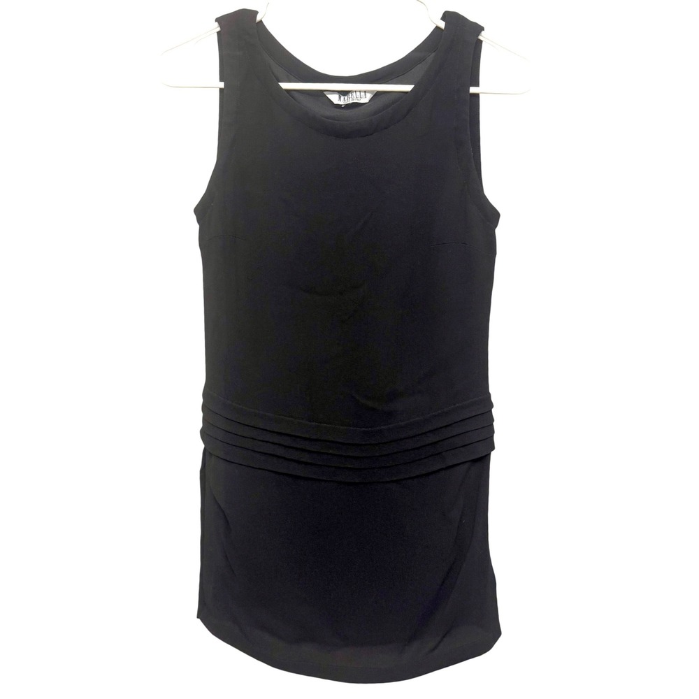 Vintage Y2K Marella Made In Italy Black Pleated Sleeveless Tunic Top